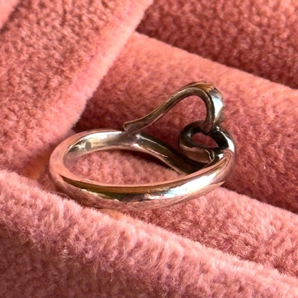 Sterling Silver Heart Ring W/ Diamond Accents Size 6 Elegant Design Stamped 925 - Picture 5 of 9